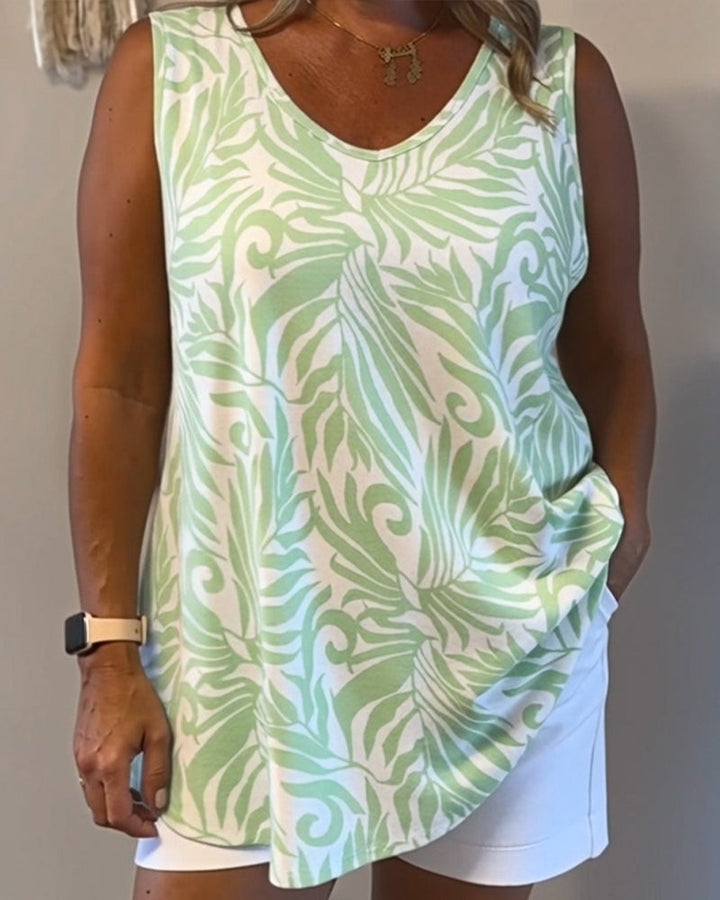 Thea™ | Women’s Loose-Fit Tank Top with Botanical Print