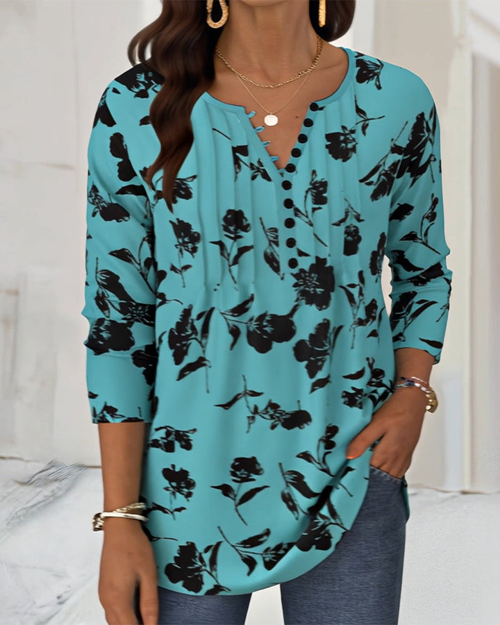 Zaria™ | Women’s Fashionable Patterned Blouse with Button Detail