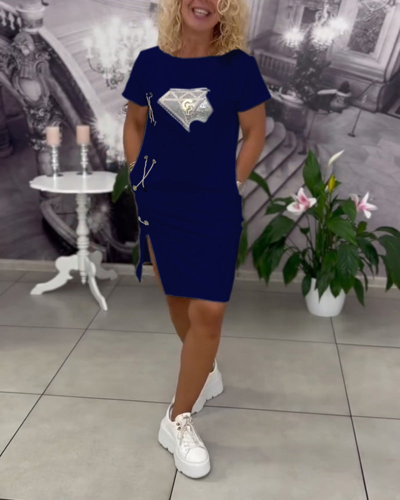 Liora™ | Women’s Printed Bodycon Dress with Slit