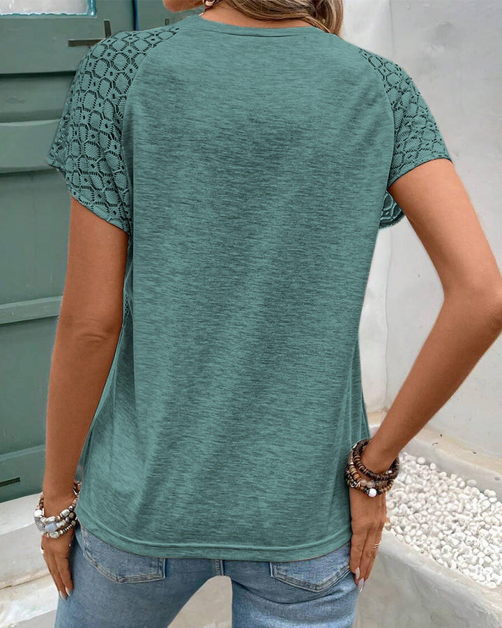 Nia™ | Women’s Solid Slim-Fit T-Shirt with Hollow-Out Round Neck