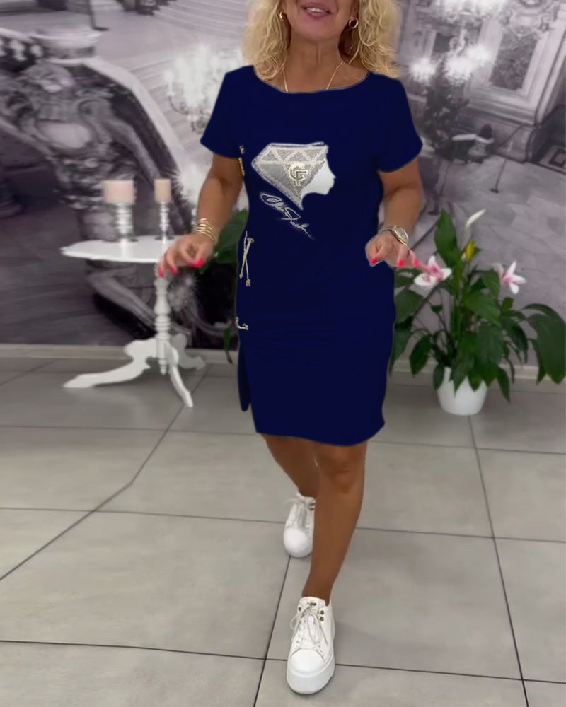 Liora™ | Women’s Printed Bodycon Dress with Slit