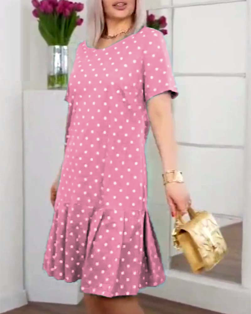 Beatrice - Casual dress with polka dot print and short sleeves