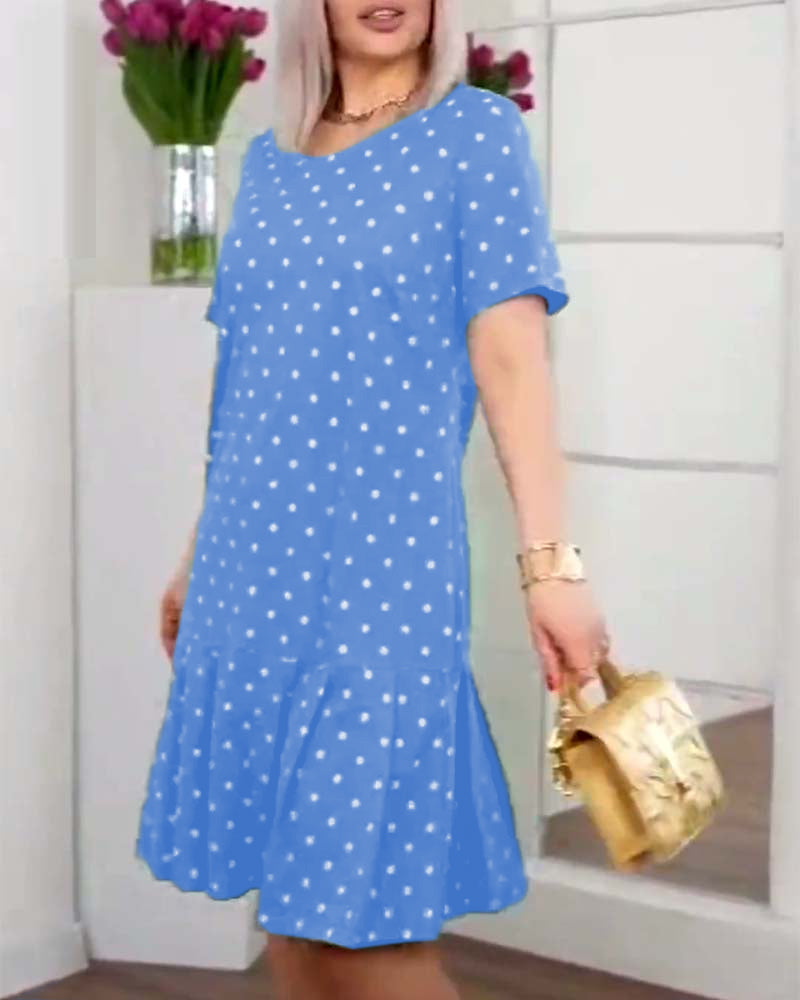 Beatrice - Casual dress with polka dot print and short sleeves