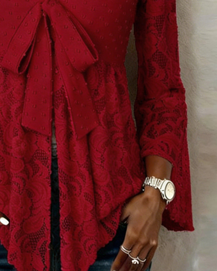 Liora™ | Women’s Solid Color Blouse with Bell Sleeves and V-Neck