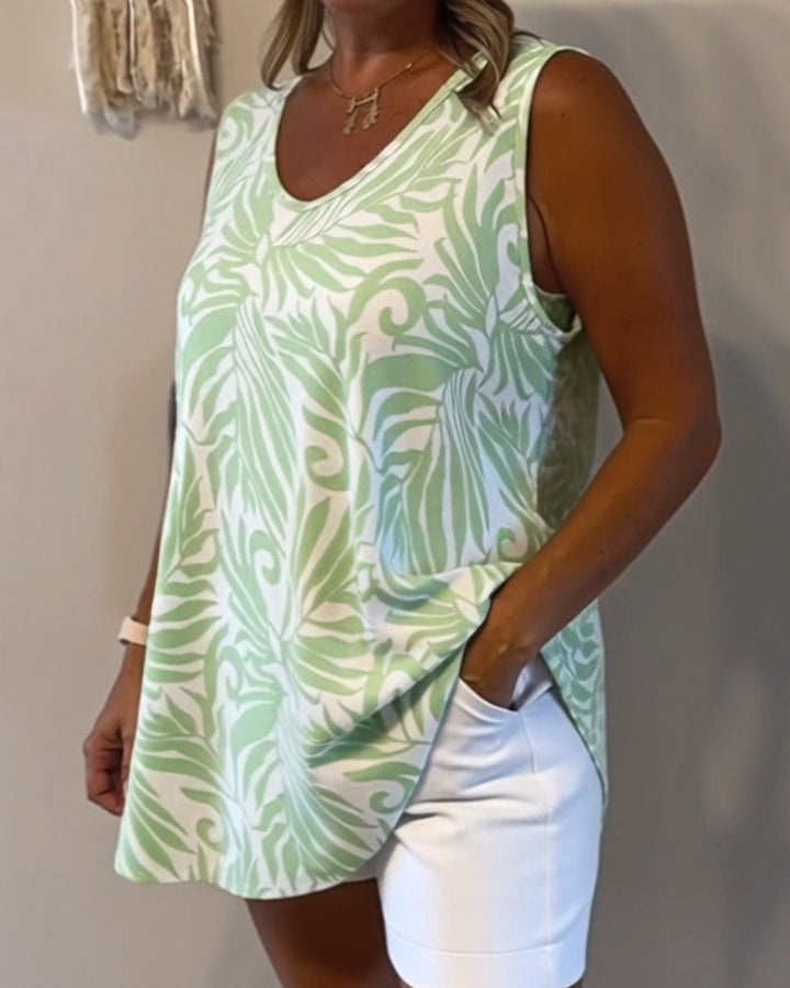 Thea™ | Women’s Loose-Fit Tank Top with Botanical Print