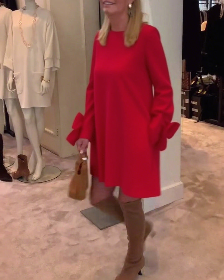 Ines™ | Women’s Bold Dress with Round Collar and Flounce Sleeves