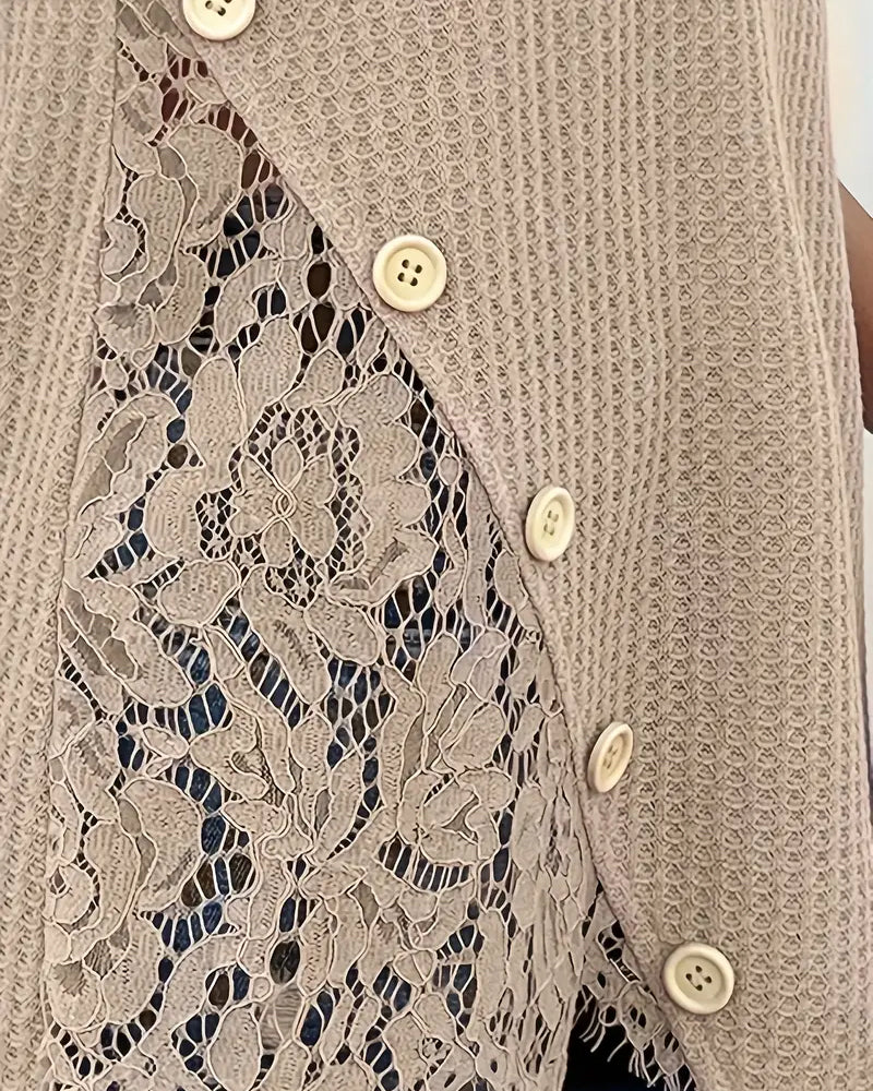 Lumi™ | Women’s Knitted T-Shirt with Lace Panel