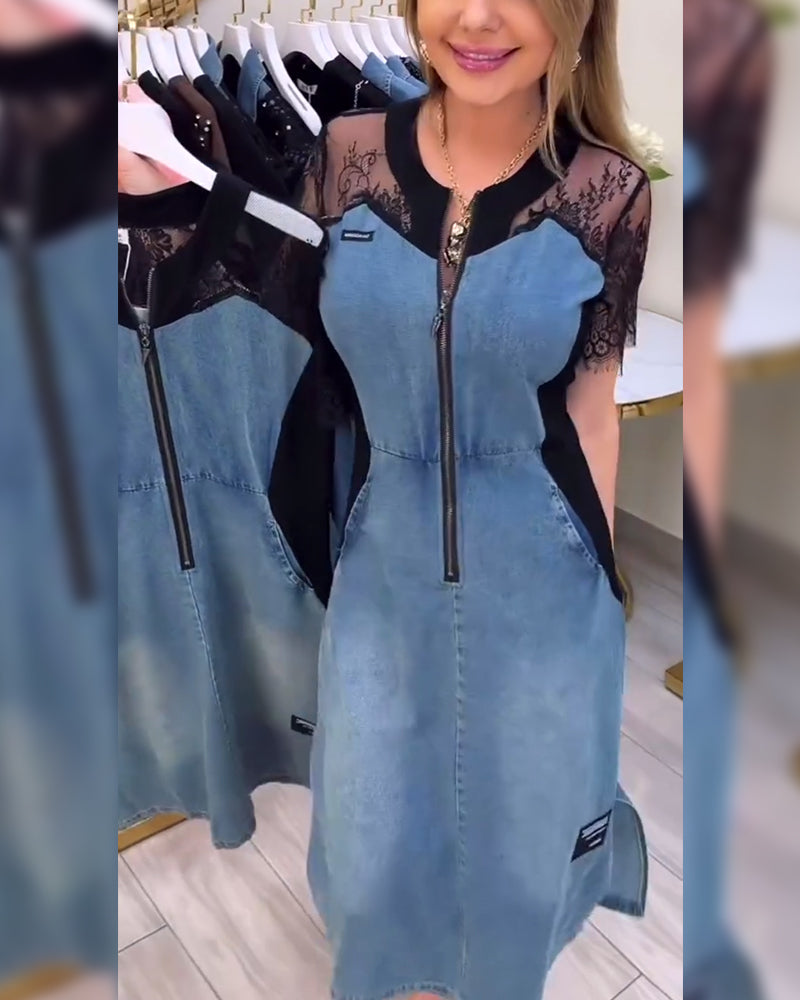 Azra™ | Women’s Fashion Dress with Lace Sleeves