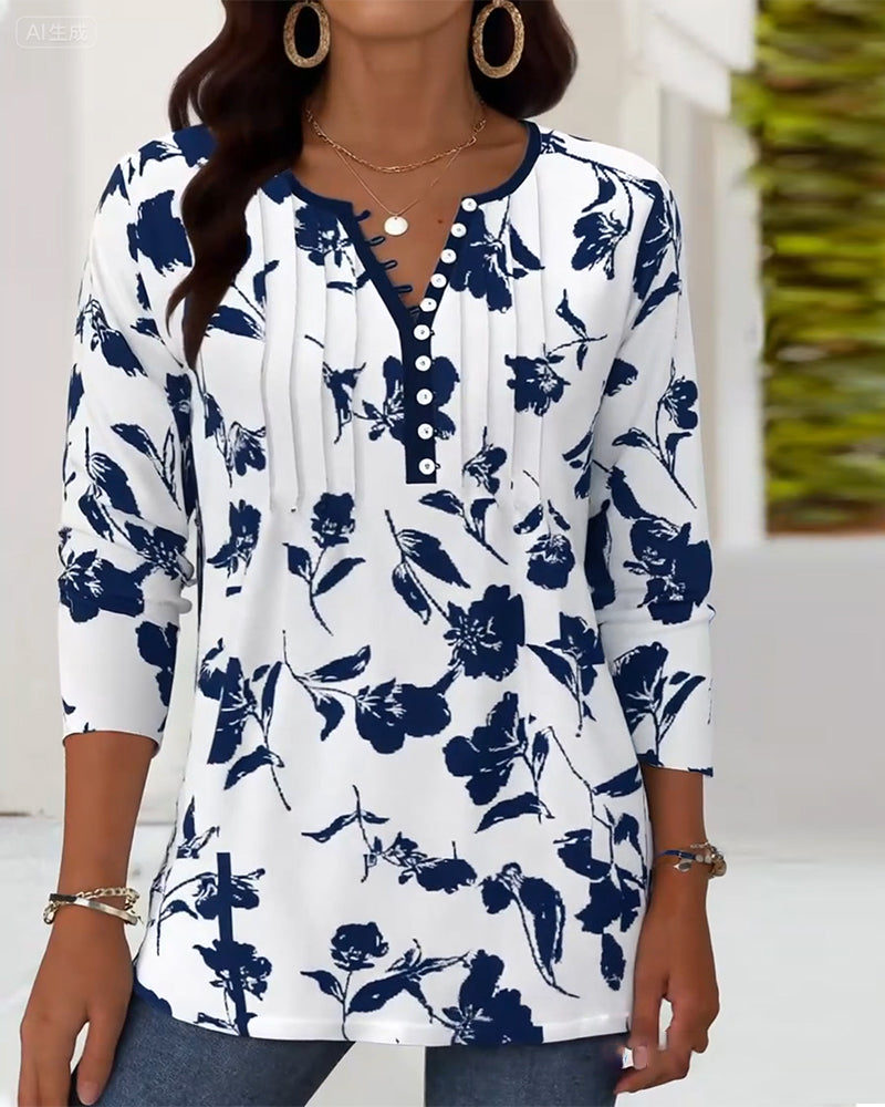 Zaria™ | Women’s Fashionable Patterned Blouse with Button Detail