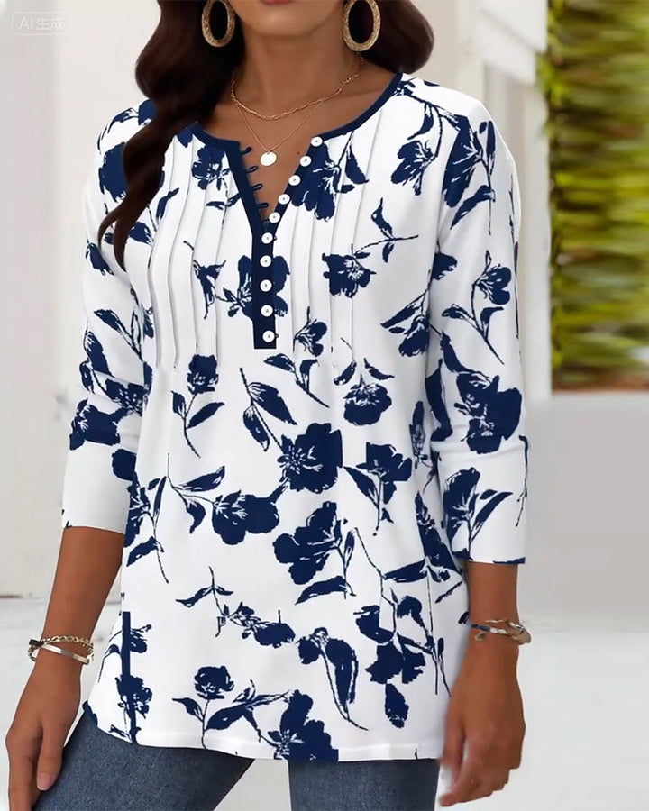Zaria™ | Women’s Fashionable Patterned Blouse with Button Detail