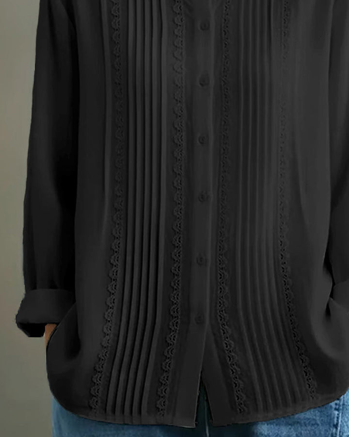 Anya™ | Women’s Solid Color Long Sleeve Shirt with Peter Pan Collar