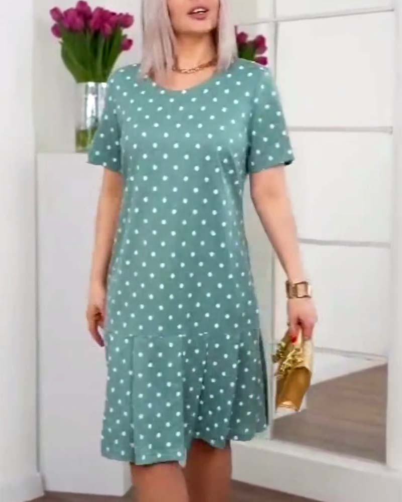 Beatrice - Casual dress with polka dot print and short sleeves