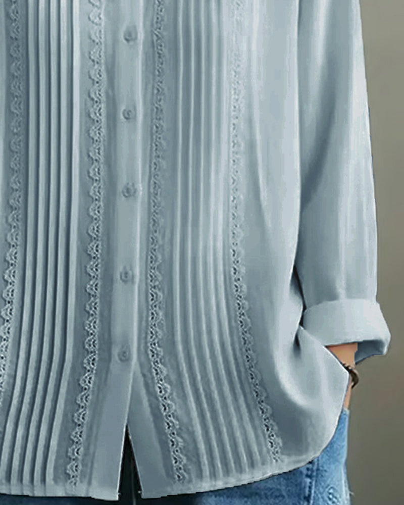 Anya™ | Women’s Solid Color Long Sleeve Shirt with Peter Pan Collar