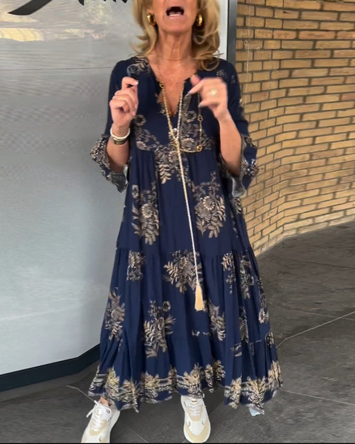 Ophelia - V-neck loose vintage dress